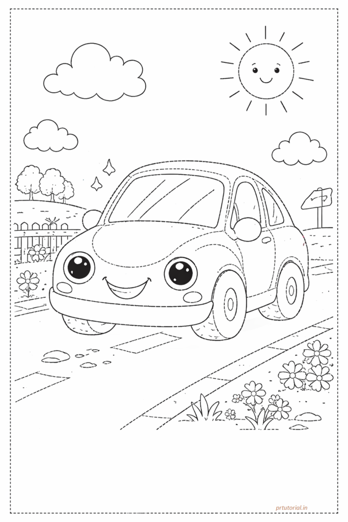 Car drawing colouring