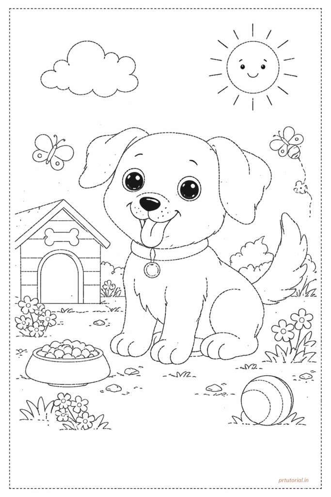 Dog drawing colouring