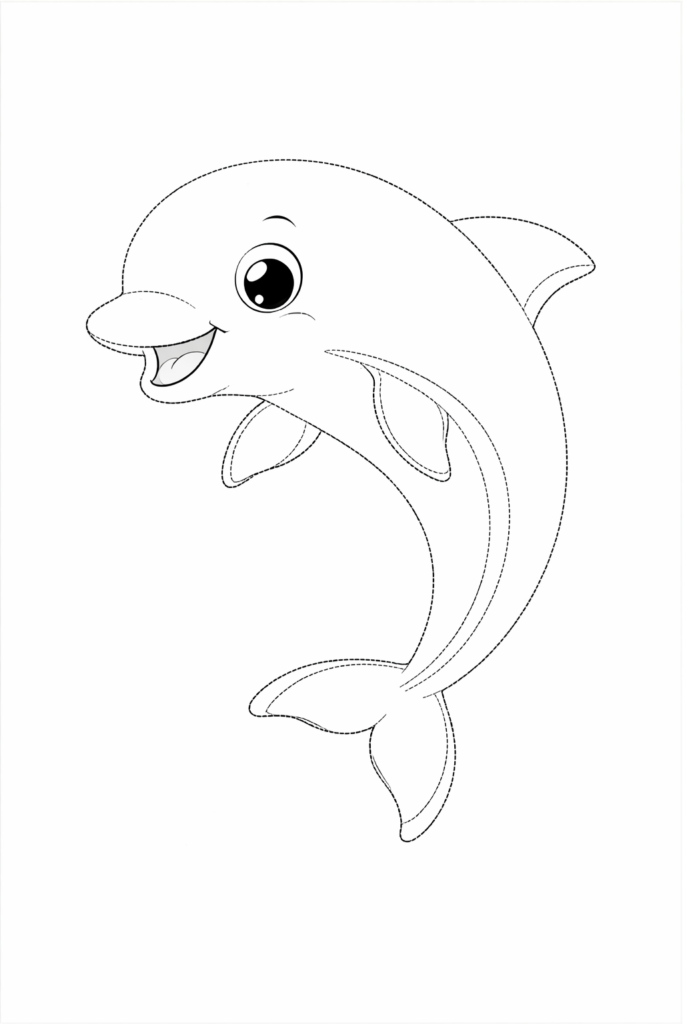 Dolphin Drawing for Colouring