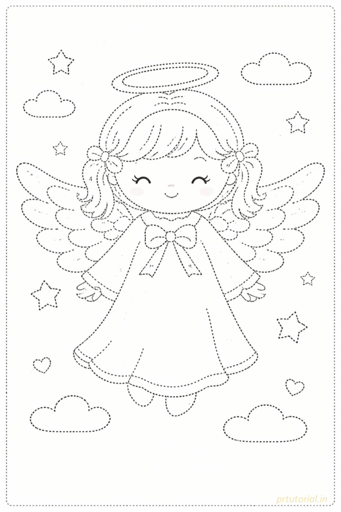 easy angel coloring  drawing printable for kids