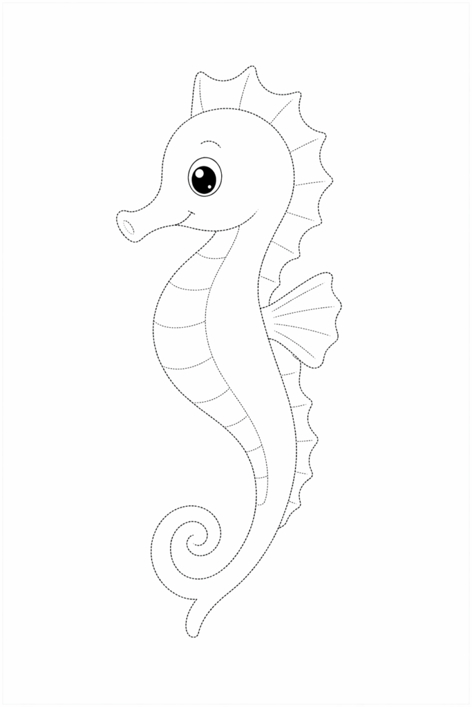 Sea Horse Drawing for Colouring
