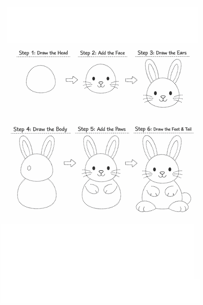Step by step rabbit drawing