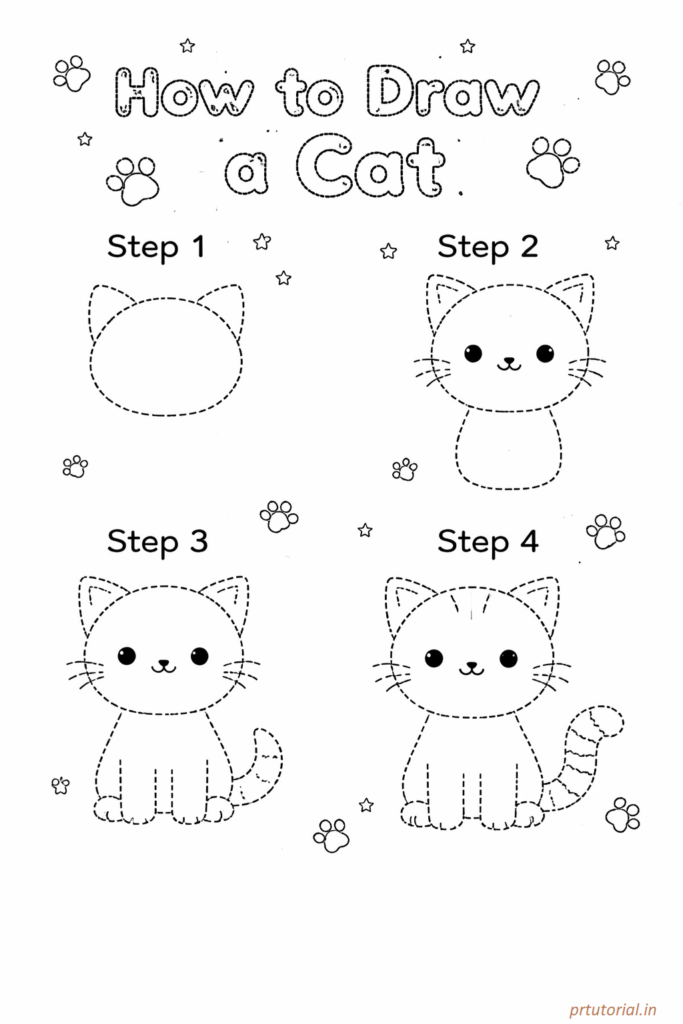 cat drawing step by step
