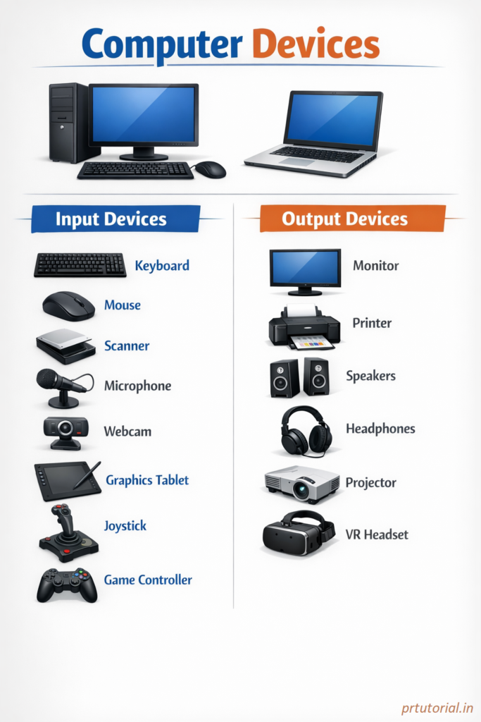 Input and Output Devices of a Computer
