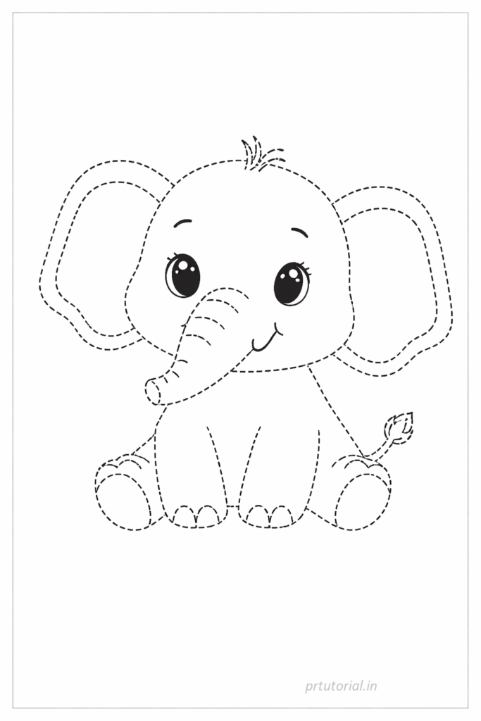 easy elephant coloring  drawing printable for kids