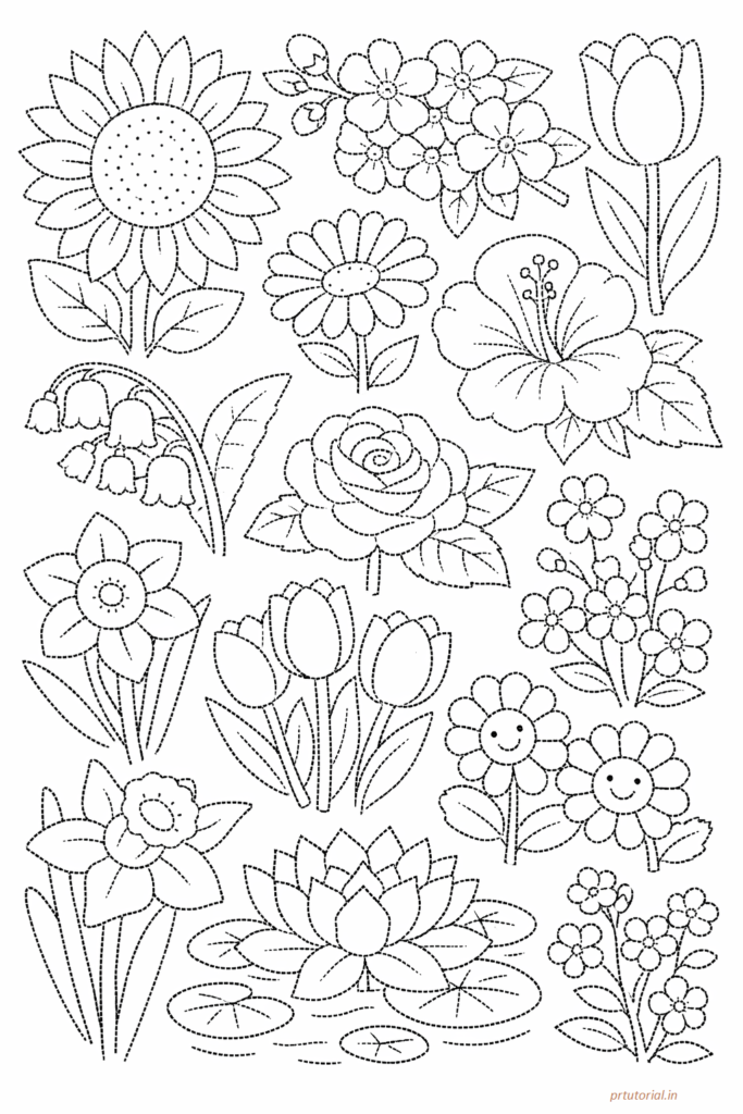 flowers drawing for colouring