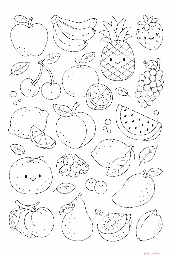fruits drawing for colouring