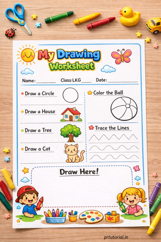 drawing worksheet for LKG