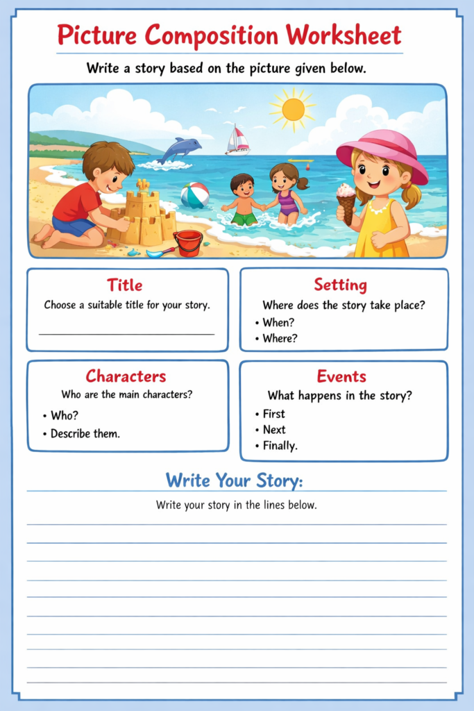 picture composition worksheet class 3