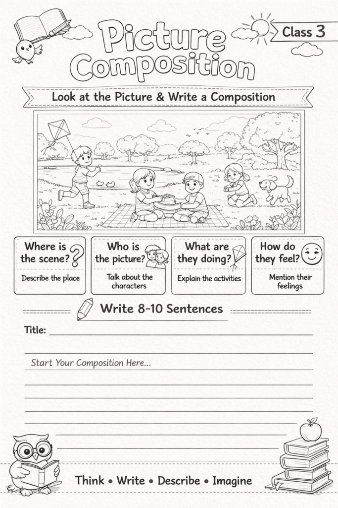 picture composition worksheet class 3