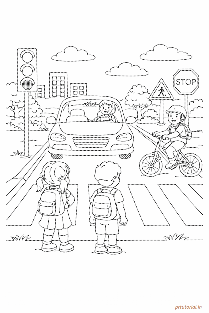 Road Safety Drawing for coloring