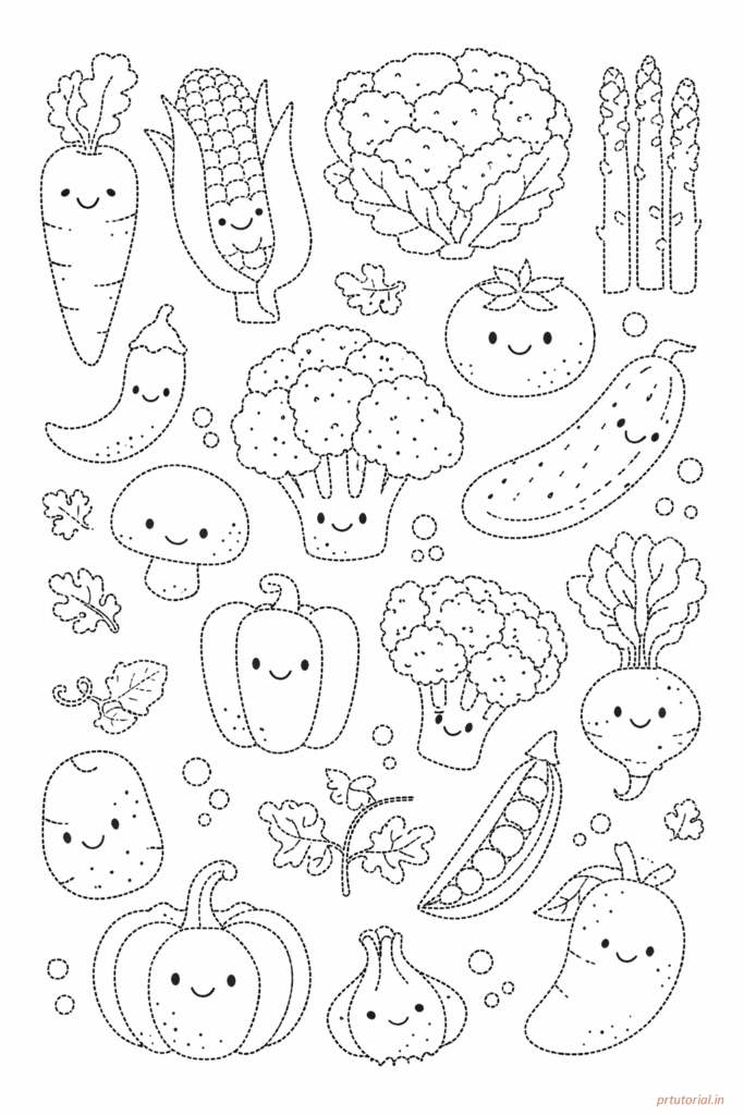 vegetables drawing for colouring