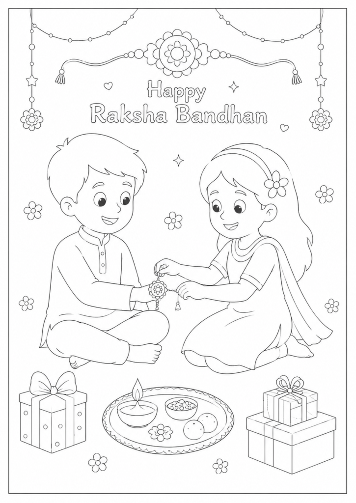 Raksha Bandhan drawing for kids