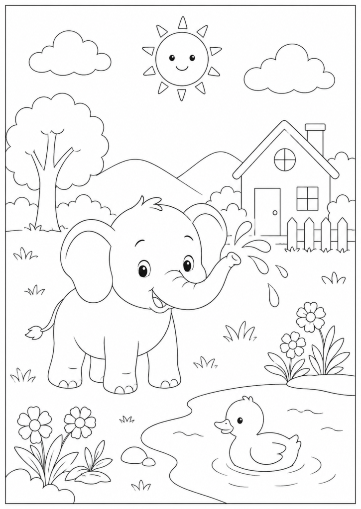 Elephant Drawing for Kids 