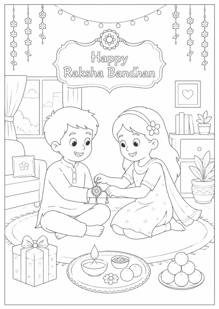Raksha Bandhan drawing for kids