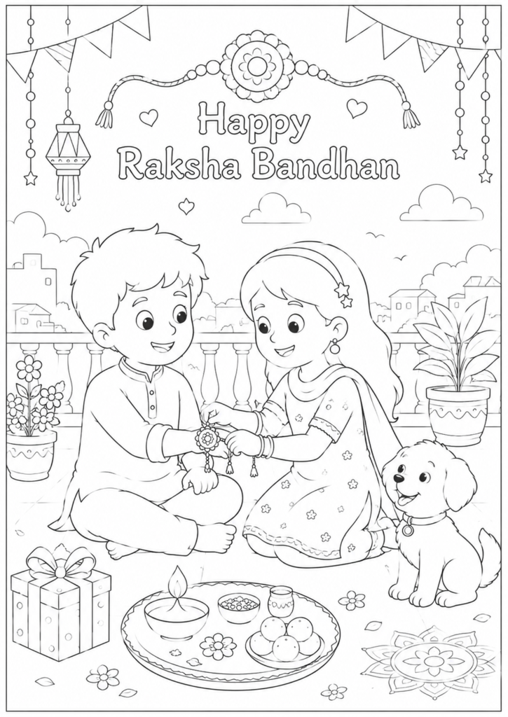 Raksha Bandhan drawing for kids